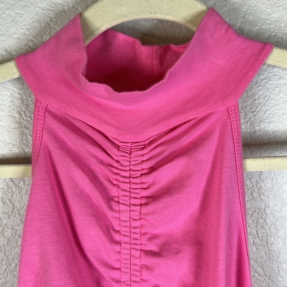 Monrow Revolve Pink Ruched High Neck Bodycon Dress Size S - Picture 3 of 7